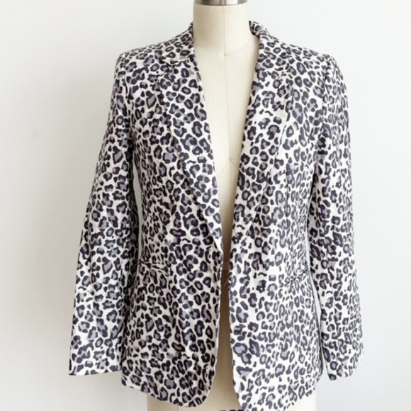 Rachel Zoe Linen Blend Leopard Print Blazer Jacket - Pastel Eclectic Animal - Picture 3 of 12